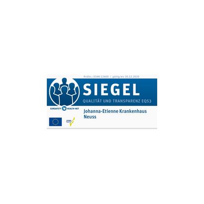 Zertifikat Siegel Qualität und Transparenz für das Johanna-Etienne Krankenhaus.