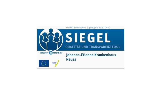 Zertifikat Siegel Qualität und Transparenz für das Johanna-Etienne Krankenhaus.